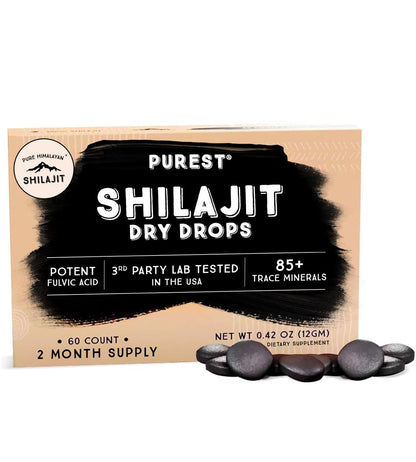 Shilajit Pure Himalayan Organic Dry Drops, 100% Pure Natural Shilajit Supplement for Men & Women, Max Potency 85+ Trace Minerals & Fulvic Acid for Energy, Metabolism & Immune Support