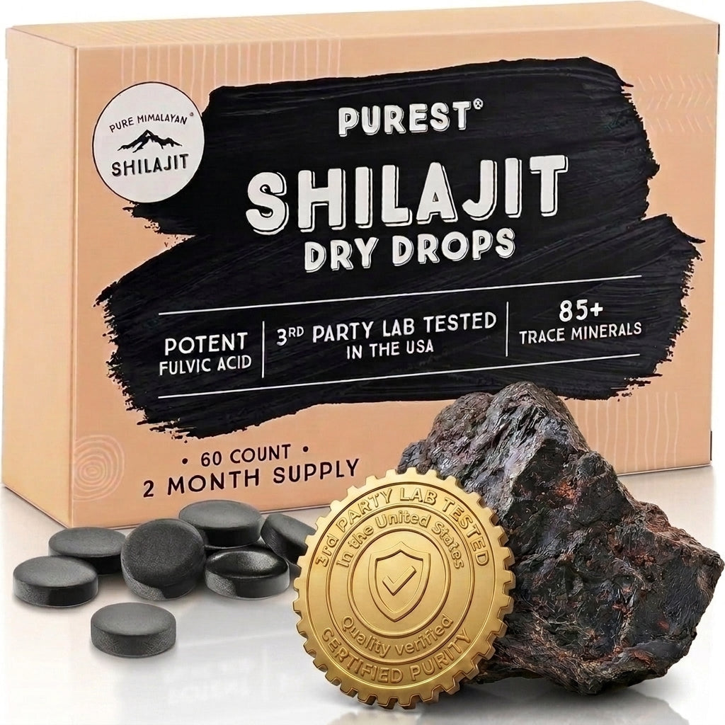 Shilajit Dry Drops — 85+ Trace Minerals & Fulvic Acid, 200 mg Each