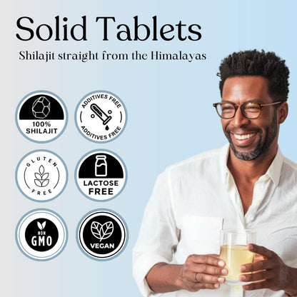 High Potency for Men and Women, 75 Servings of Purest Original Himalayan Shilajit Tablets, 85+ Trace Minerals, Fulvic Acid, Third Party US Lab Tested