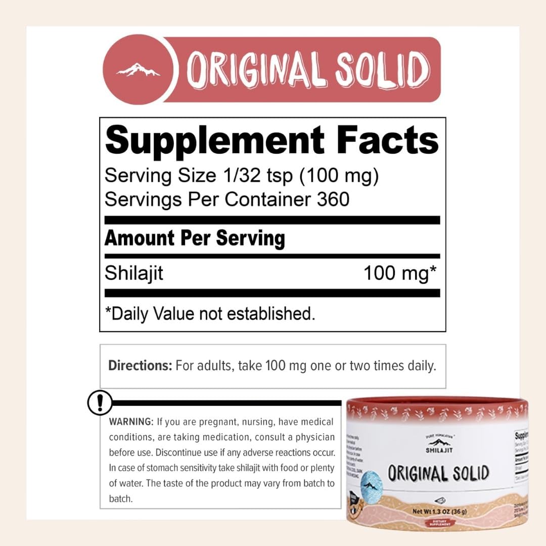 Original Solid, Organic Source of Fulvic Acid & Trace Minerals, Widely Used in Ayurveda (36g, Pack of 1