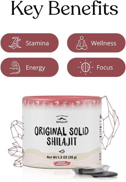 Original Solid, Organic Source of Fulvic Acid & Trace Minerals, Widely Used in Ayurveda (36g, Pack of 1